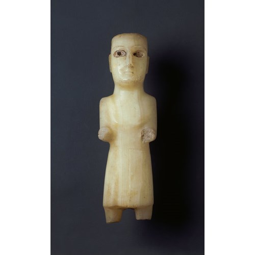 A Large and Rare Sabean, ancient South Arabian Alabaster Figure of a Priest